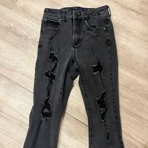 Aeropostale High Rise Jegging 4 Reg Black Distressed